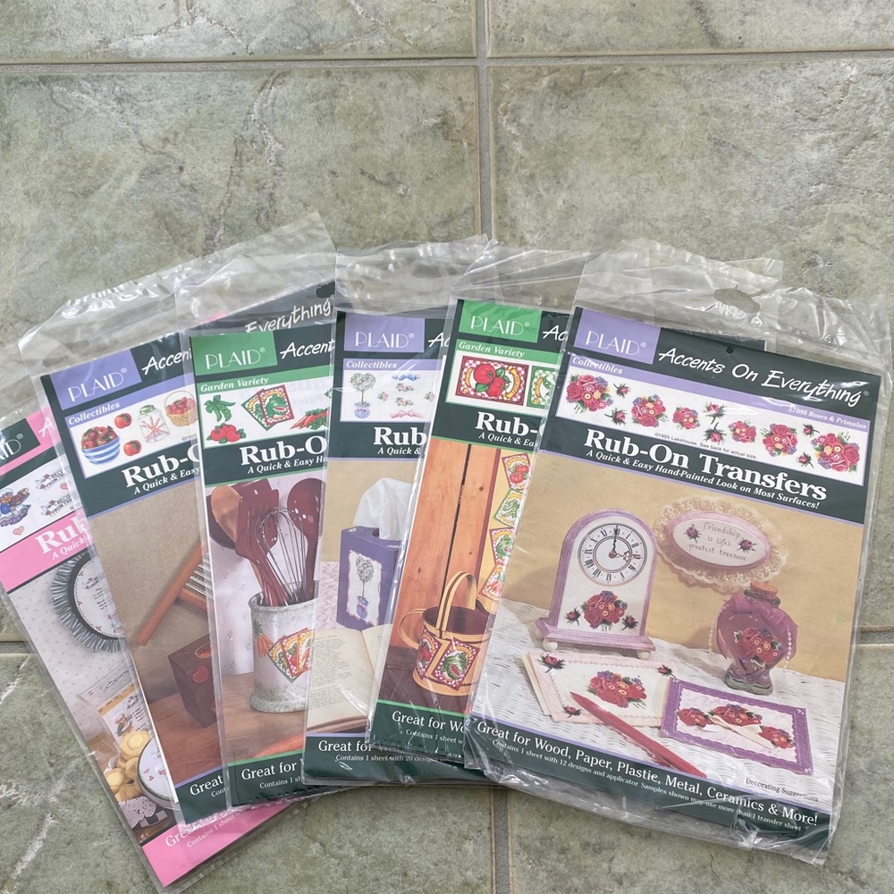PLAID Rub-On Transfers Set of Six